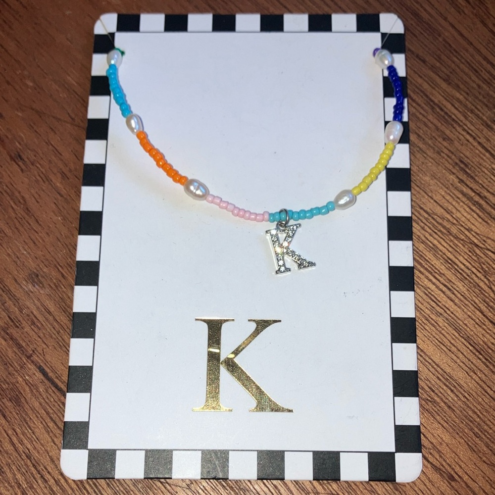 Francesca's Multicolor‎ Boho Beaded Necklace with 'K' Charm